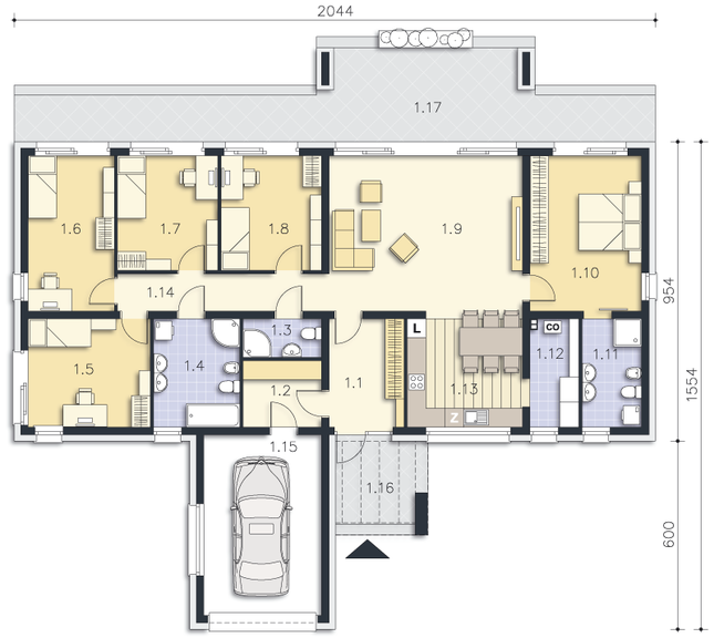 Rzut parteru POW. 178,1 m²
