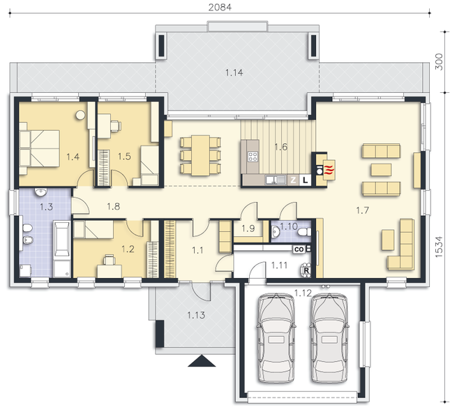 Rzut parteru POW. 190,0 m²