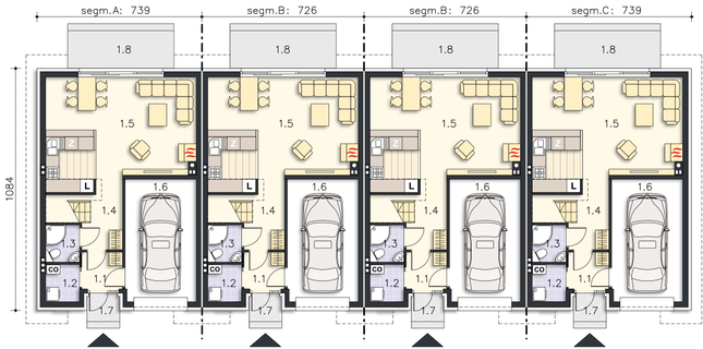 Rzut parteru POW. 59,8 m²