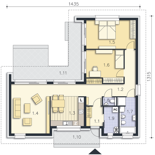 Rzut parteru POW. 99,7 m²