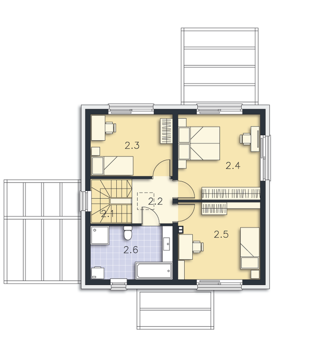 Rzut piętra lustro POW. 60,2 m²