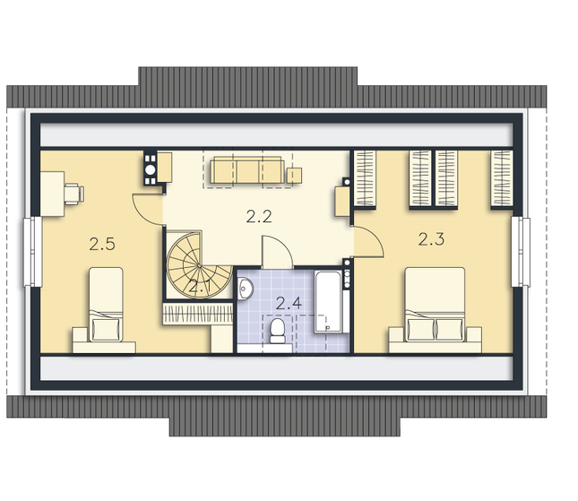 Rzut poddasza POW. 65,9 m²