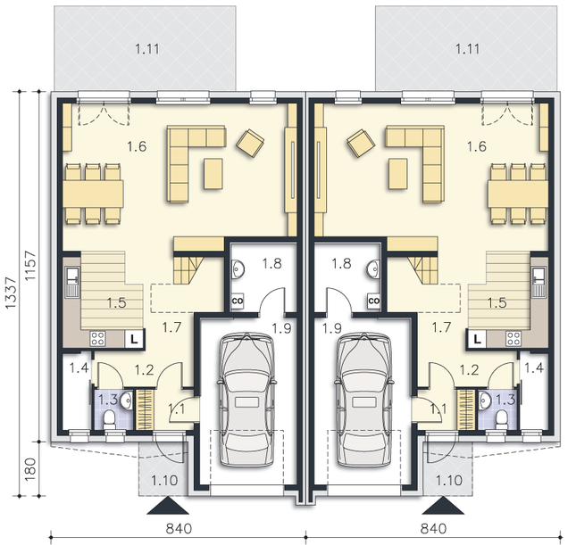 Rzut parteru POW. 81,7 m²