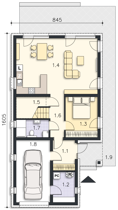 Rzut parteru POW. 94,6 m²