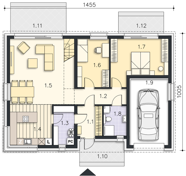 Rzut parteru POW. 110,5 m²