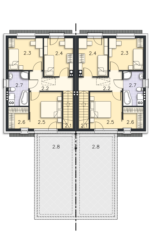 Rzut piętra POW. 51,5 m²