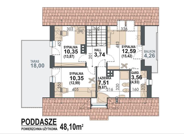 Rzut poddasza POW. 60,6 m²