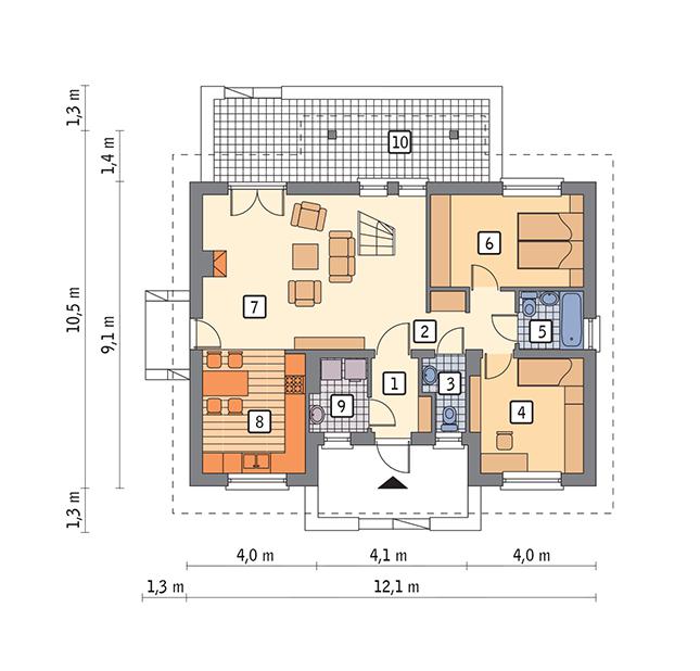 Rzut parteru lustro POW. 78,2 m²