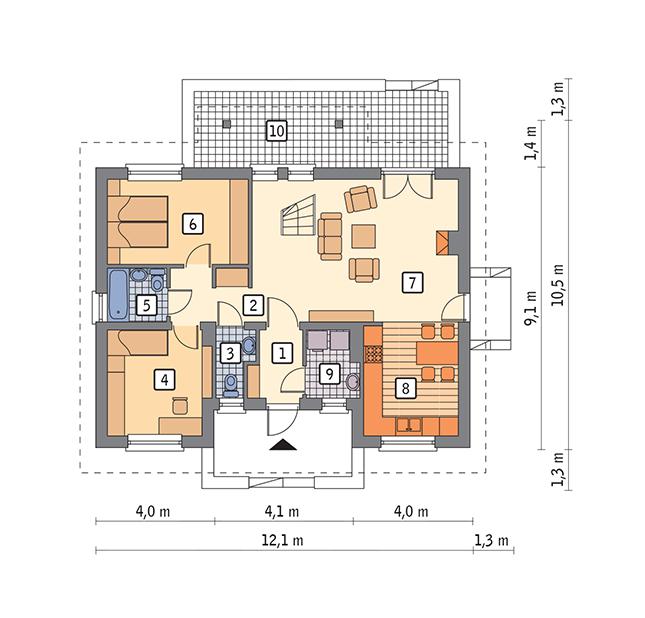 Rzut parteru POW. 78,2 m²