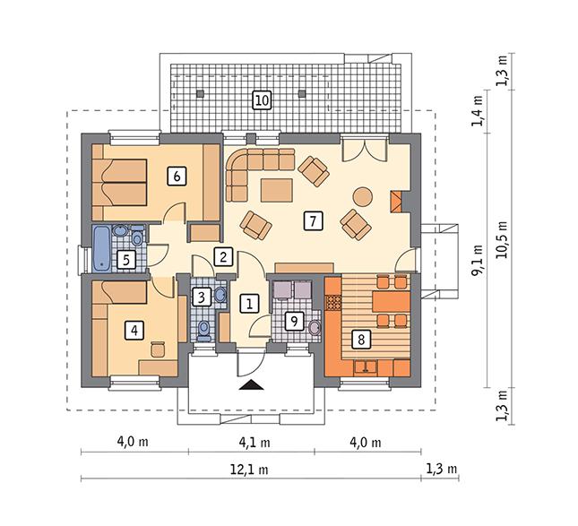 Rzut parteru POW. 78,2 m²