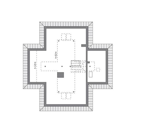 Rzut poddasza: do indywidualnej adaptacji (45,6 m2 powierzchni użytkowej)