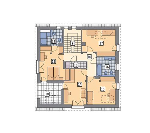 Rzut poddasza lustro POW. 104,1 m²
