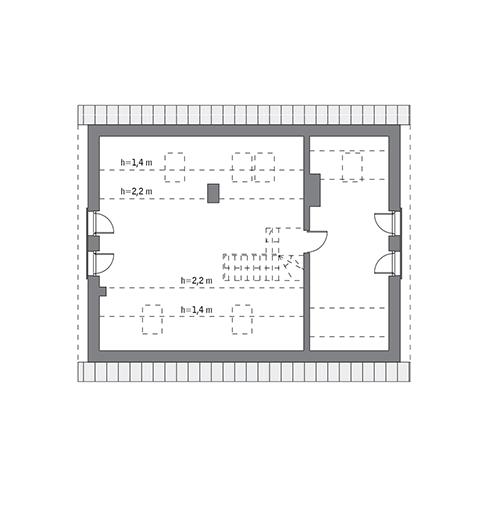 Rzut poddasza: do indywidualnej adaptacji (57,3 m2 powierzchni użytkowej)