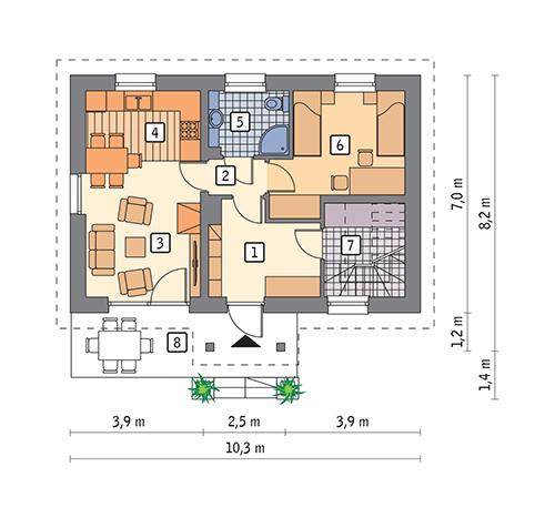 Rzut parteru POW. 51,0 m²