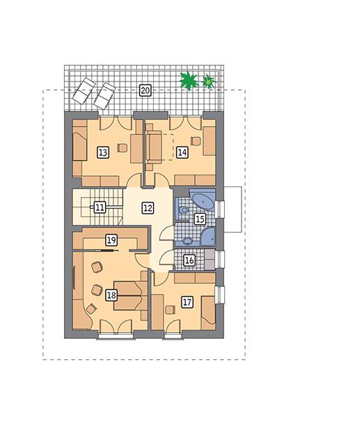 Rzut piętra POW. 111,5 m²
