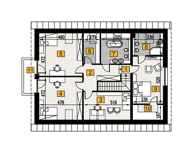 Rzut poddasza POW. 129,5 m²