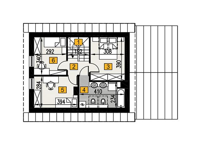 Rzut poddasza POW. 49,1 m²