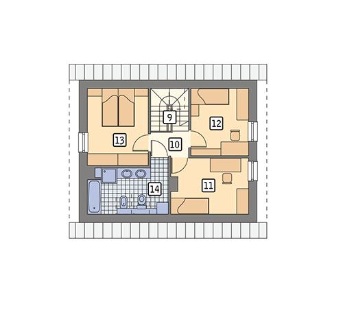 Rzut poddasza lustro POW. 49,2 m²