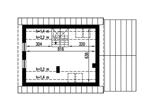 Rzut poddasza: do indywidualnej adaptacji (37,6 m2 powierzchni użytkowej)