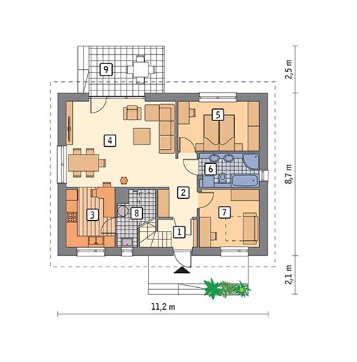 Rzut parteru POW. 73,5 m²