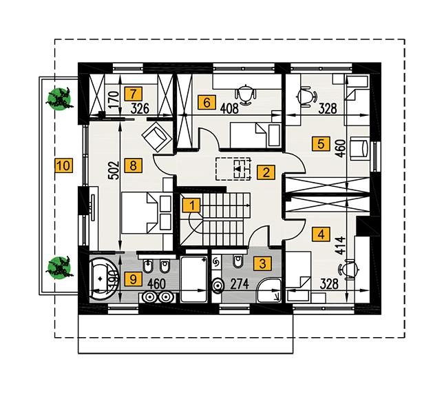 Rzut piętra lustro POW. 100,3 m²