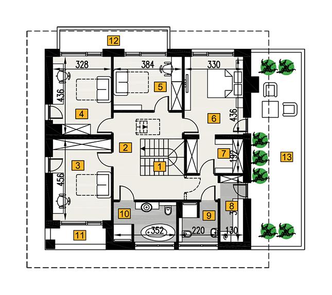 Rzut piętra POW. 133,6 m²