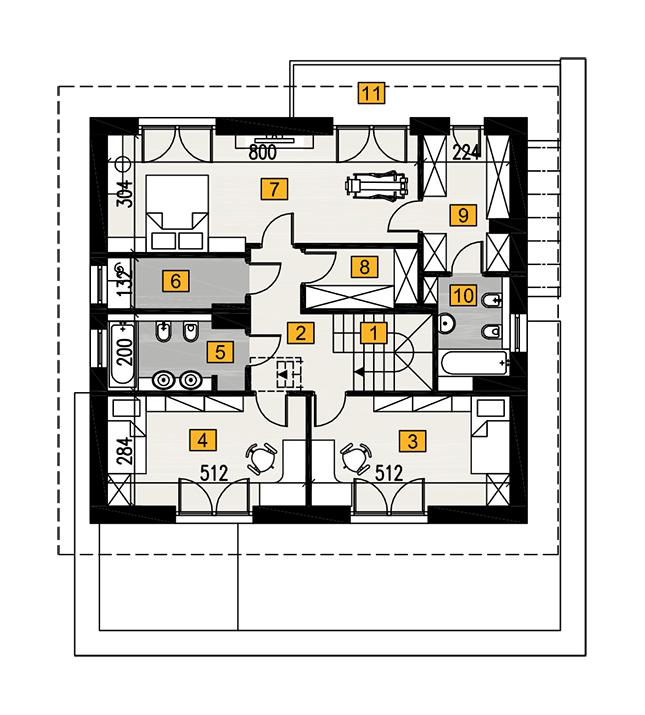 Rzut piętra POW. 101,4 m²