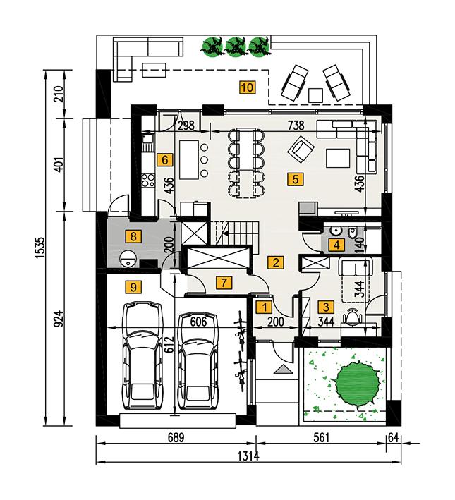 Rzut parteru lustro POW. 117,0 m²