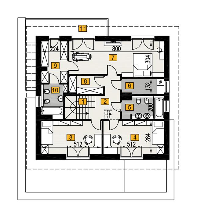 Rzut piętra lustro POW. 101,4 m²