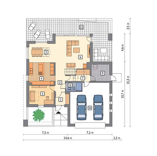 Rzut parteru POW. 137,1 m²