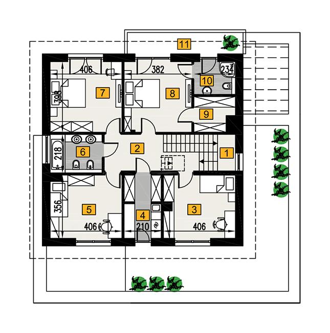 Rzut piętra POW. 144,0 m²