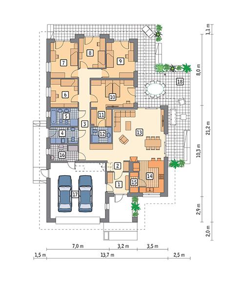 Rzut parteru POW. 193,1 m²