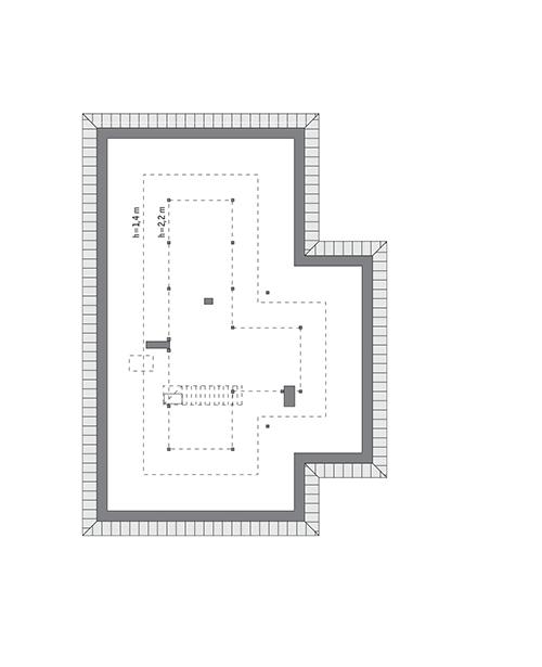 Rzut poddasza: do indywidualnej adaptacji (77,1 m2 powierzchni użytkowej)