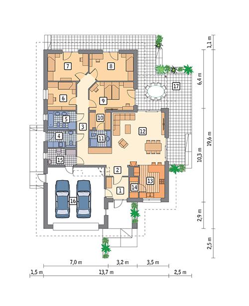 Rzut parteru POW. 183,0 m²