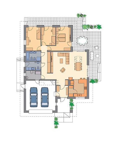 Rzut parteru: wariant I POW. 172,8 m²