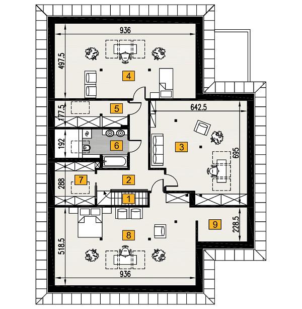 Rzut poddasza POW. 186,7 m²