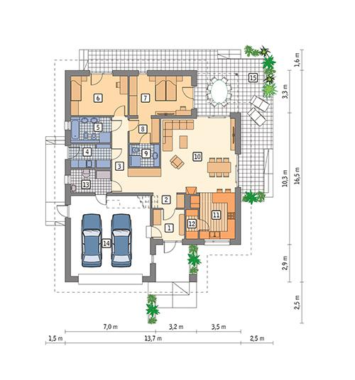 Rzut parteru POW. 156,2 m²