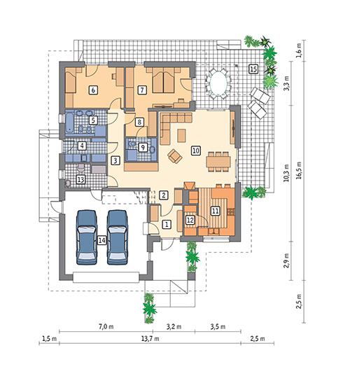 Rzut parteru POW. 156,2 m²