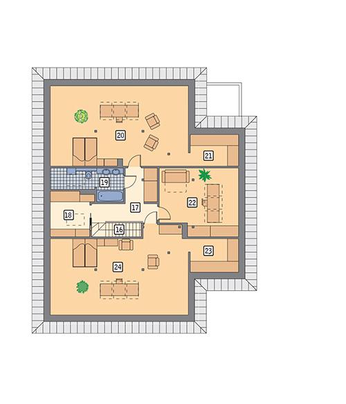 Rzut poddasza POW. 170,4 m²