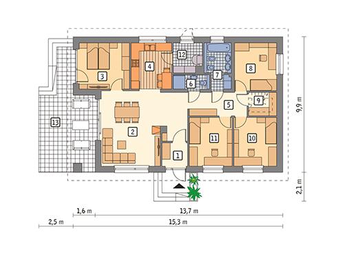 Rzut parteru POW. 110,3 m²