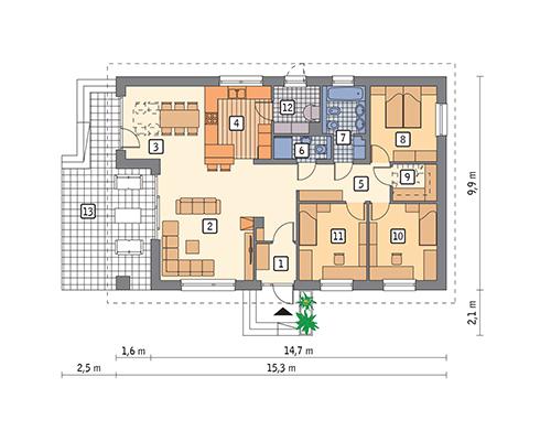 Rzut parteru POW. 111,2 m²
