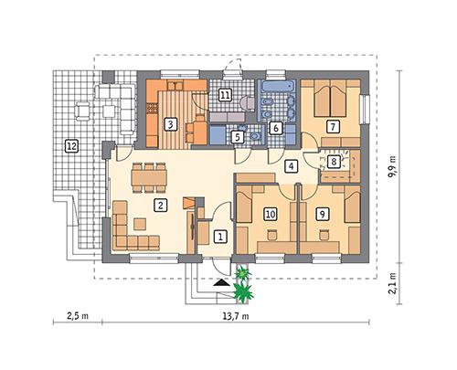 Rzut parteru POW. 99,0 m²