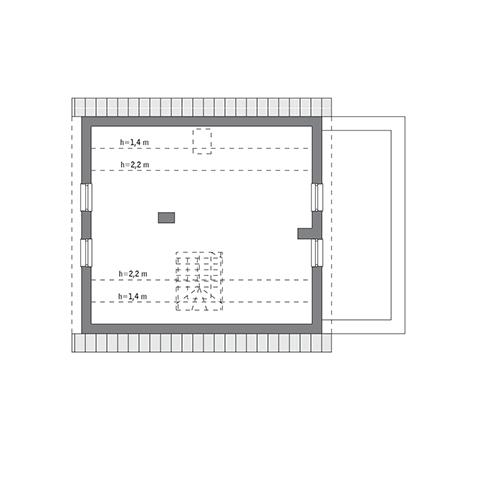 Rzut poddasza: do indywidualnej adaptacji (54,8 m2 powierzchni użytkowej)