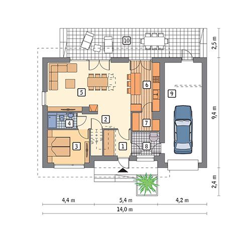 Rzut parteru POW. 97,9 m²