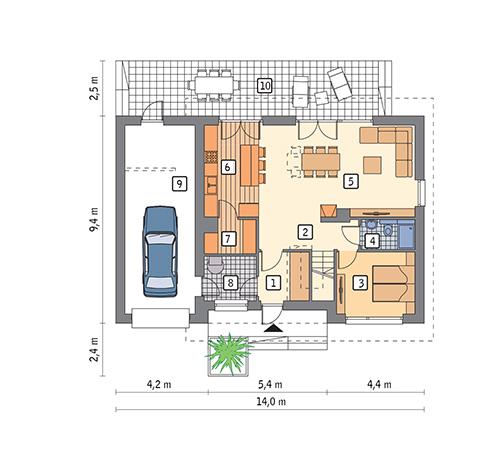 Rzut parteru lustro POW. 98,0 m²
