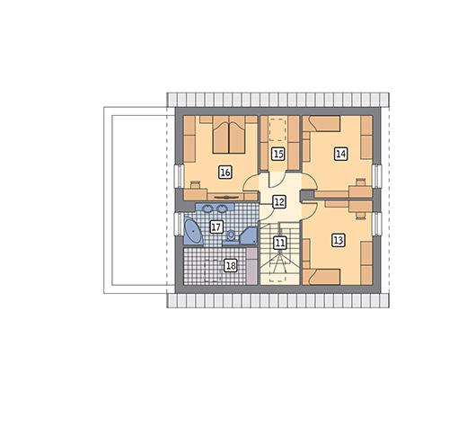 Rzut poddasza lustro POW. 74,9 m²