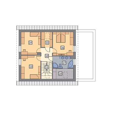 Rzut poddasza POW. 74,9 m²