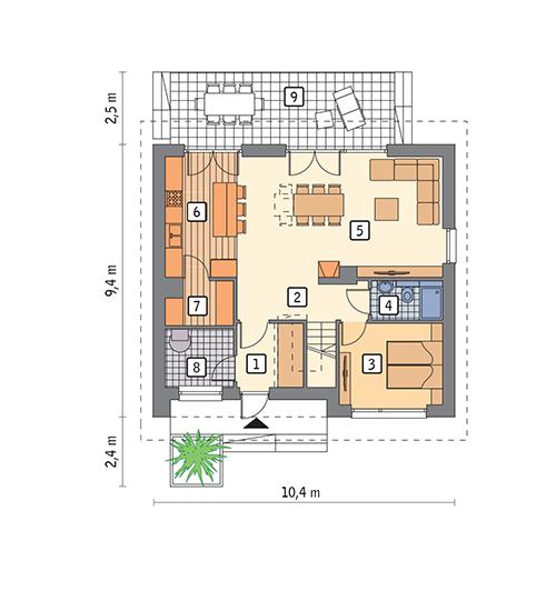 Rzut parteru lustro POW. 71,0 m²