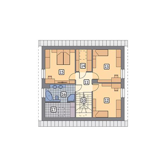 Rzut poddasza lustro POW. 74,9 m²