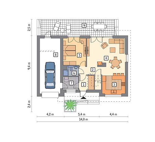 Rzut parteru lustro POW. 98,3 m²